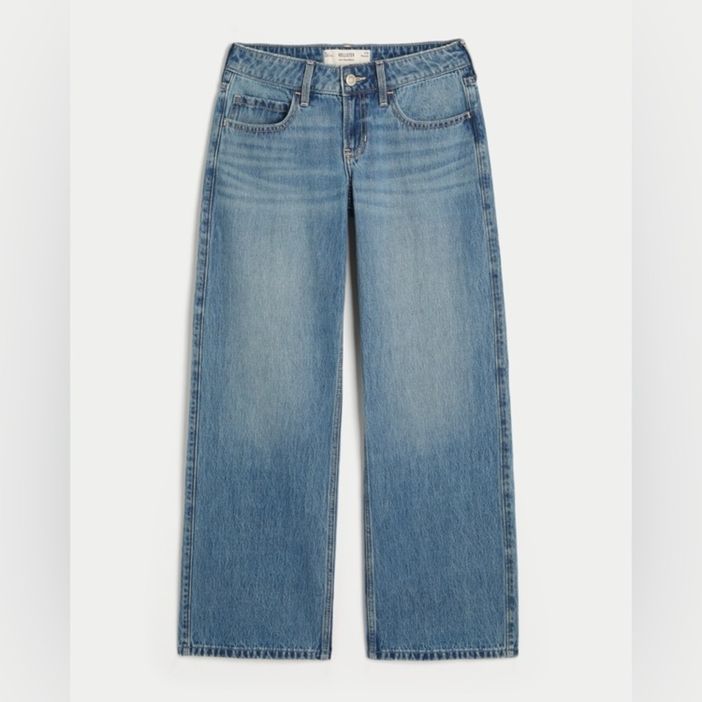 Hollister Low-Rise Medium Wash Baggy Jeans